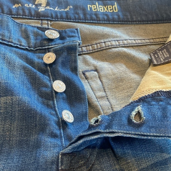 7 For All Mankind Button Fly Relaxed Flare Jeans Blue Size 31 TALL 32” - Picture 6 of 12